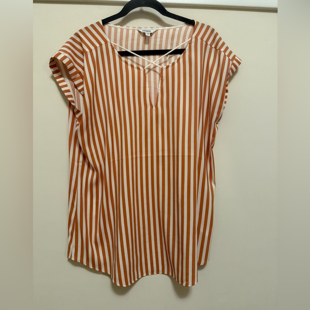 Express Orange Striped Blouse - L